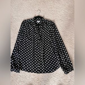 J. Crew Black and White Polka Dot Sz Large Blouse